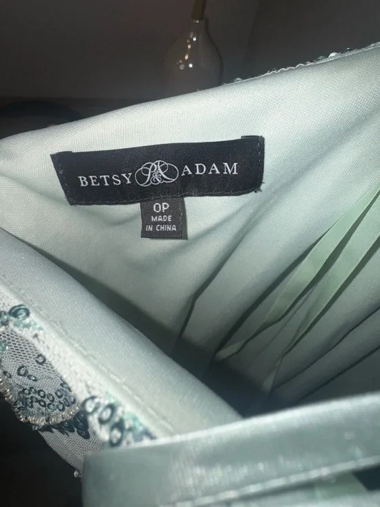 Betsy Adam Mint Green Pleated PROM Dress with Sequin Detail Size 0 Petite - Picture 5 of 5